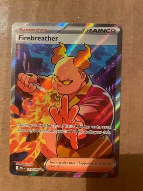 Pokemon Trainer Firebreather Card - Red, Orange